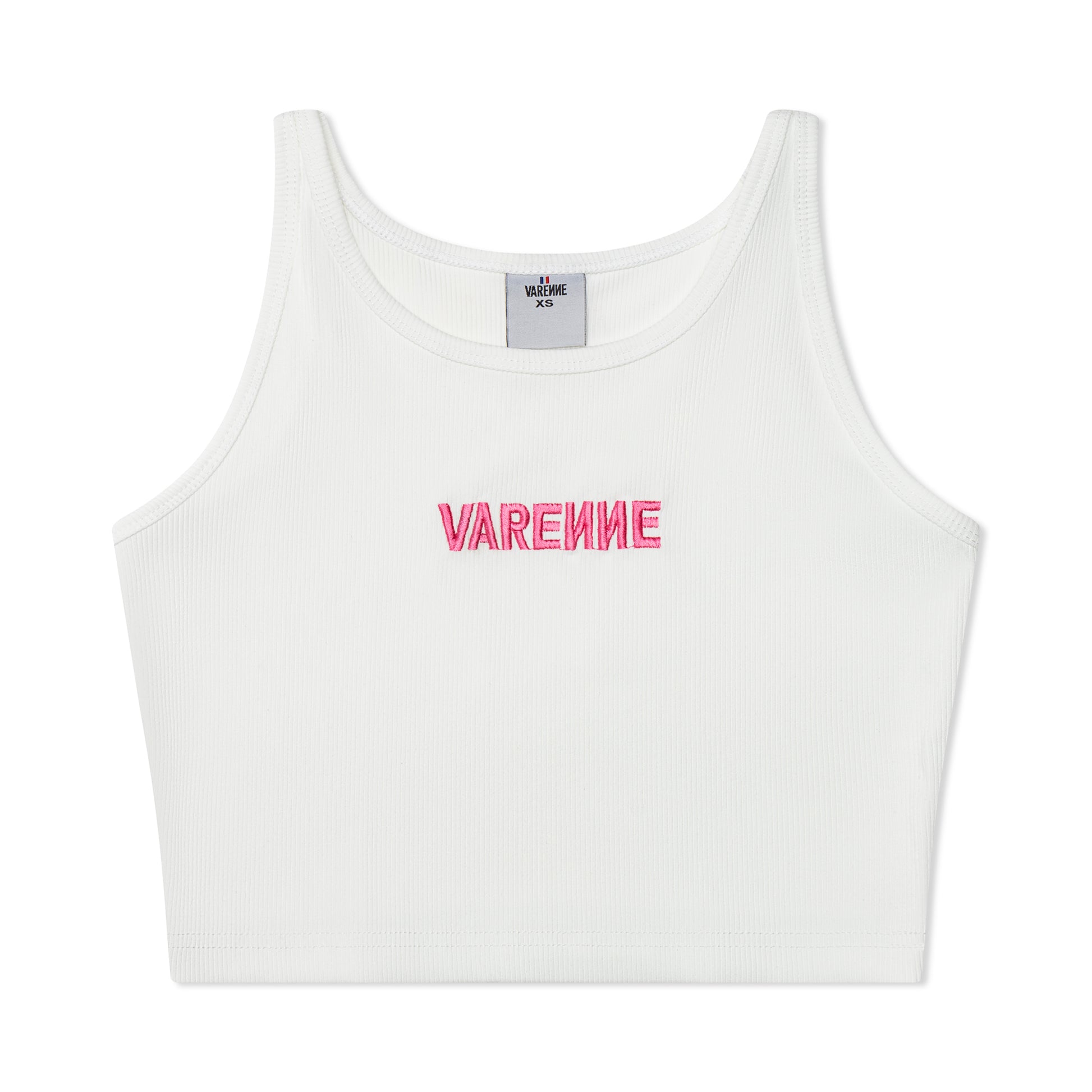 Cropped Pink Logo Tank White