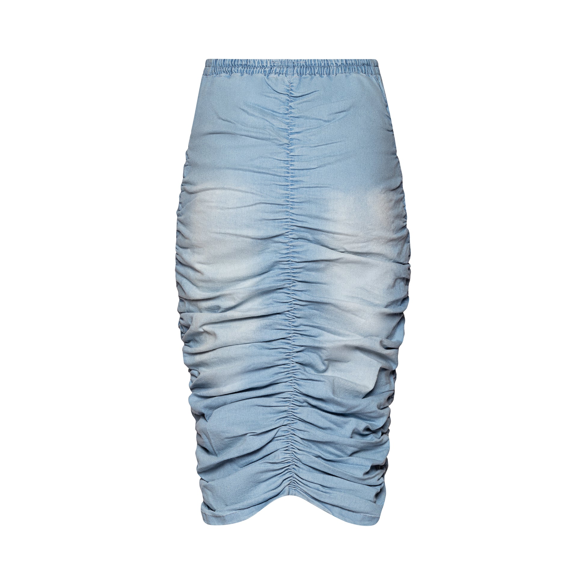 V Cut Ruched Denim Skirt