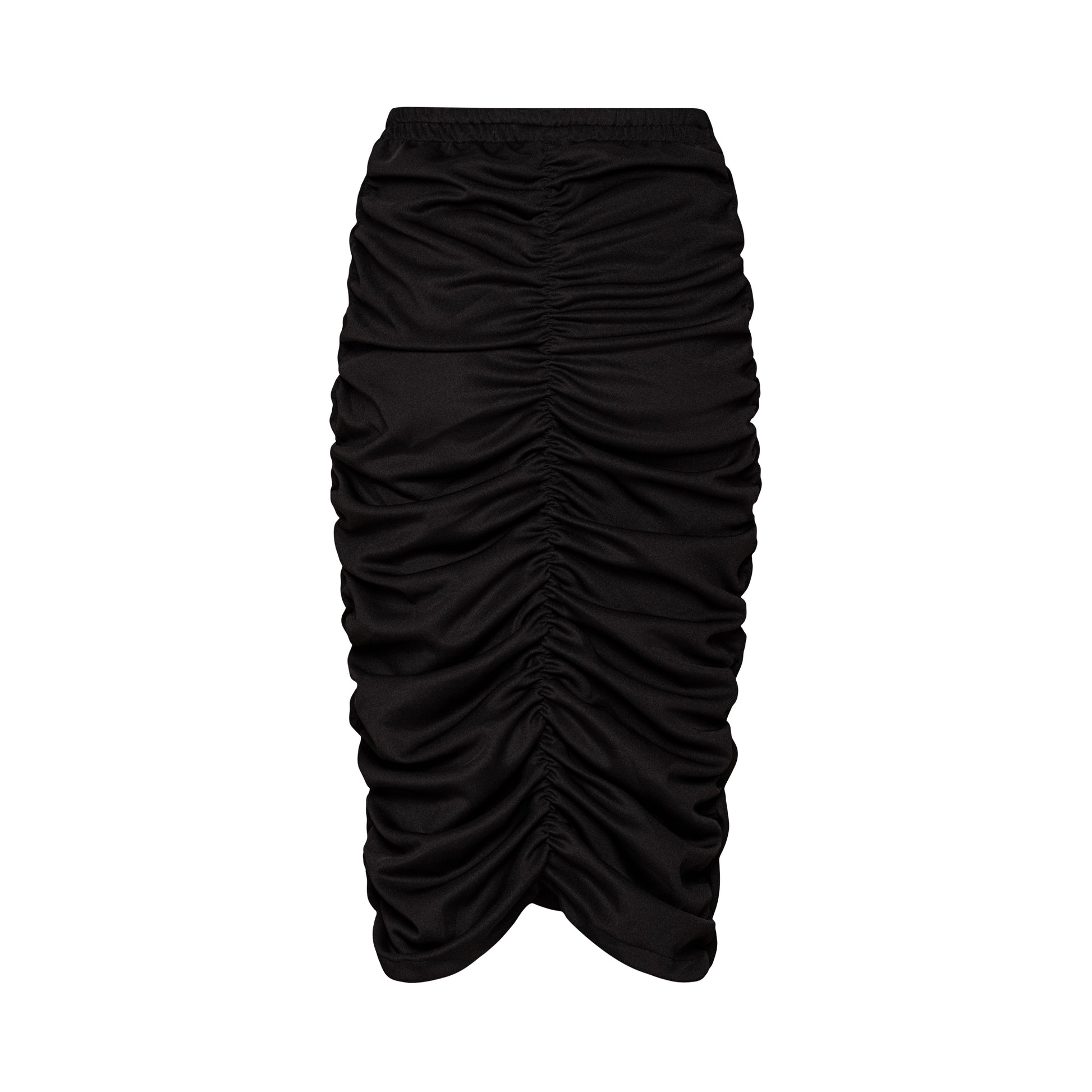V Cut Ruched Black Skirt
