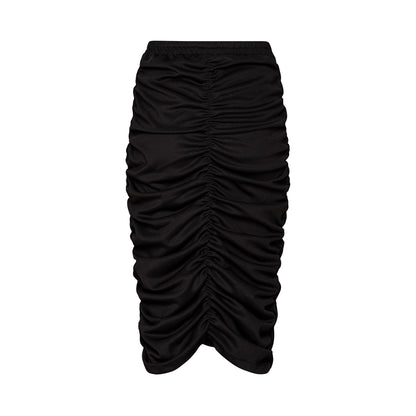 V Cut Ruched Black Skirt