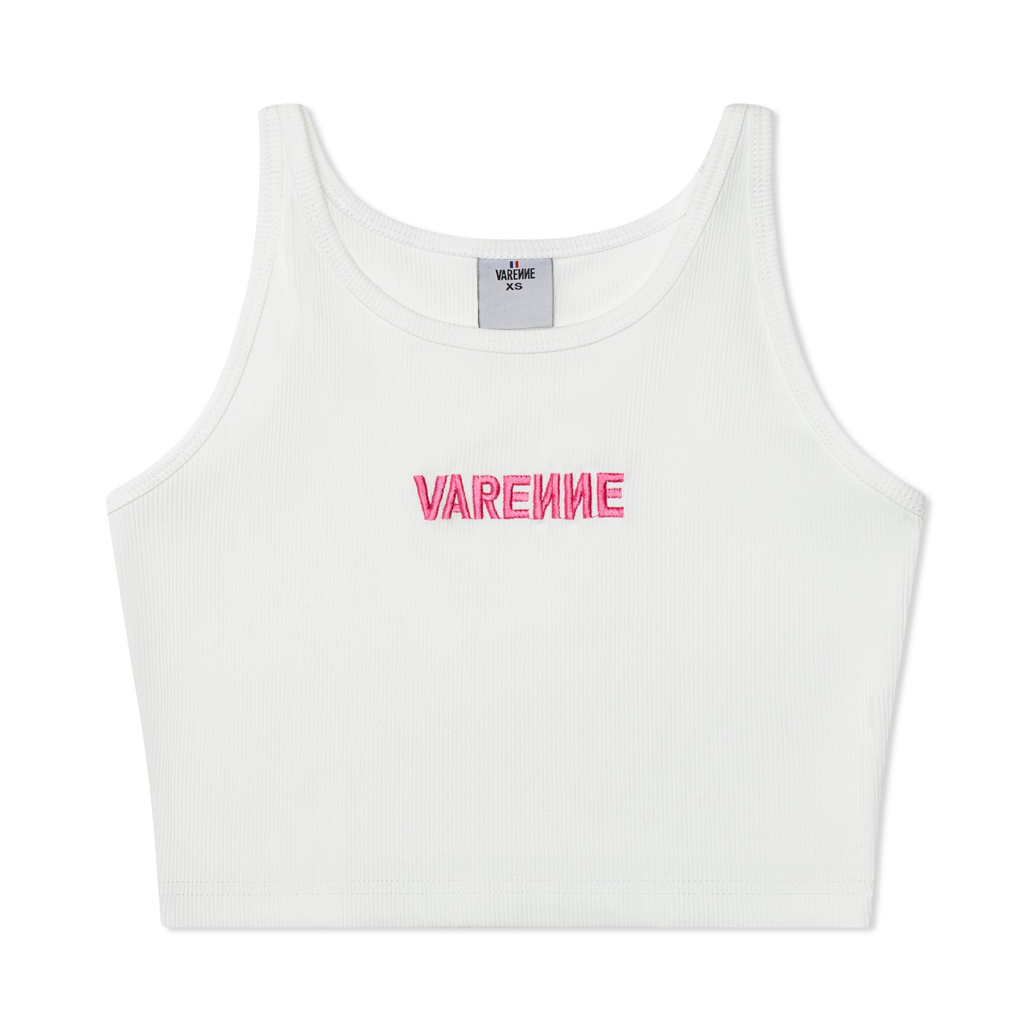 Cropped Pink Logo Tank White