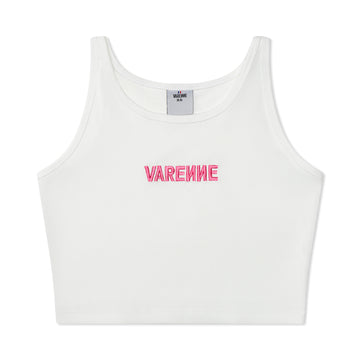 Cropped Pink Logo Tank White