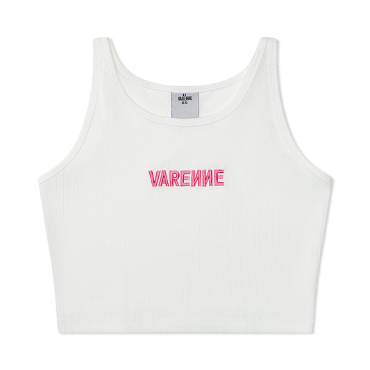 Cropped Pink Logo Tank White