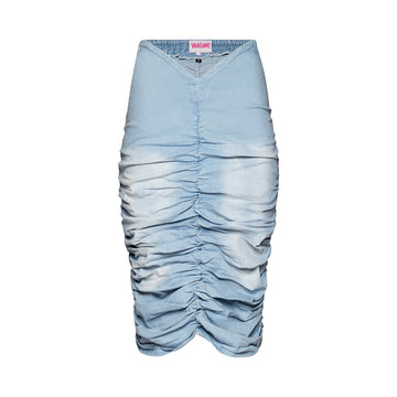 V Cut Ruched Denim Skirt
