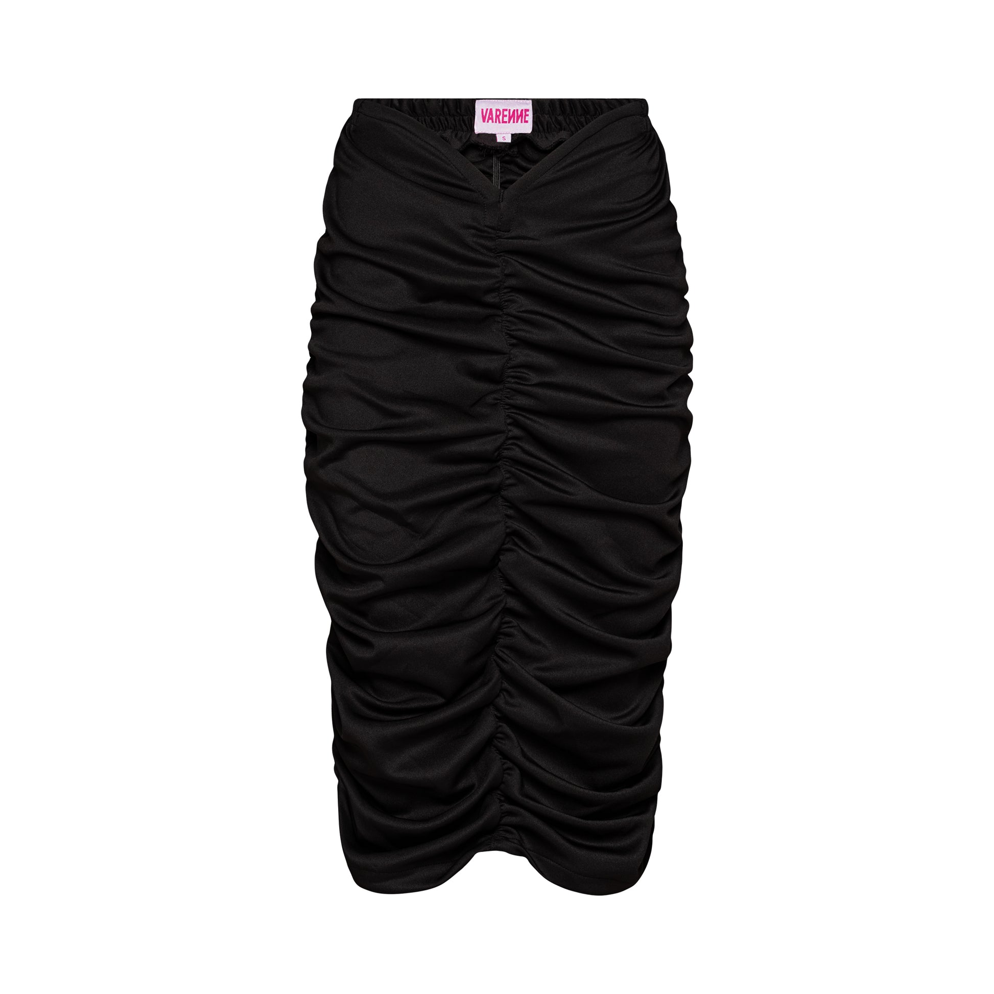 V Cut Ruched Black Skirt