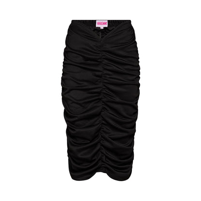 V Cut Ruched Black Skirt