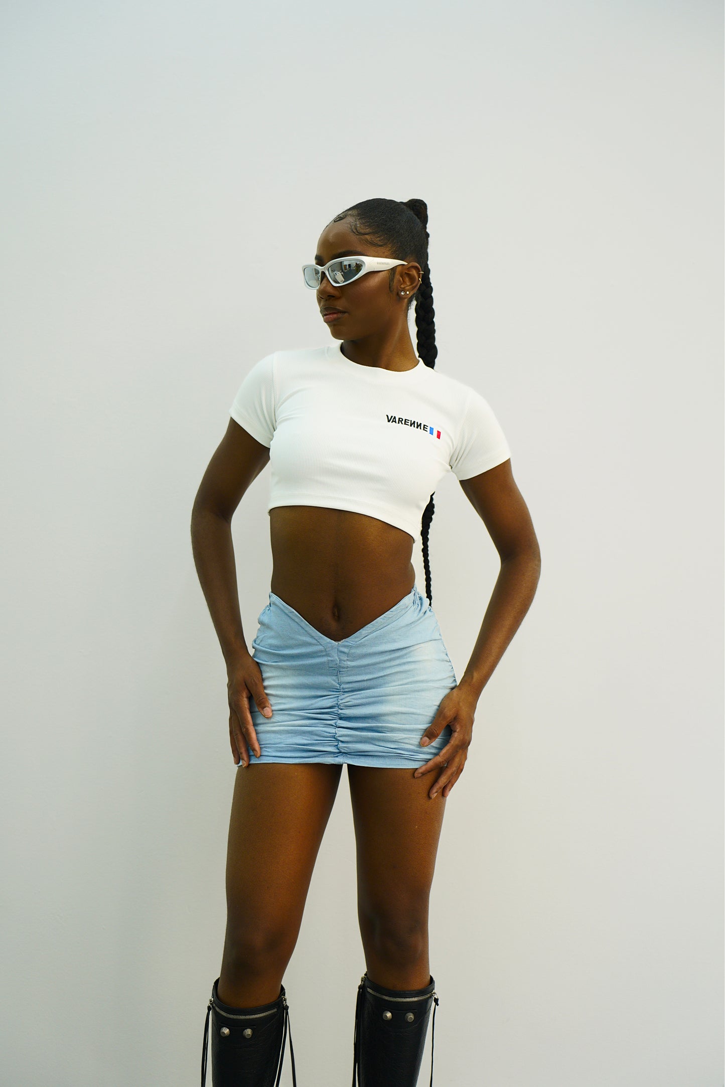 Cropped Short Sleeve White