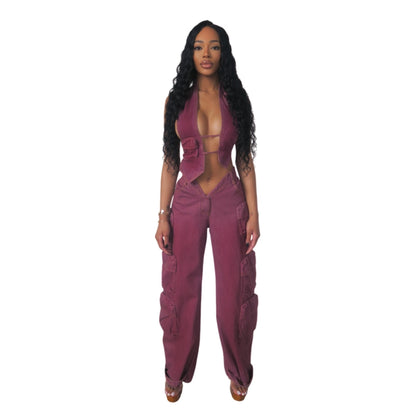 Denim Halter Puce