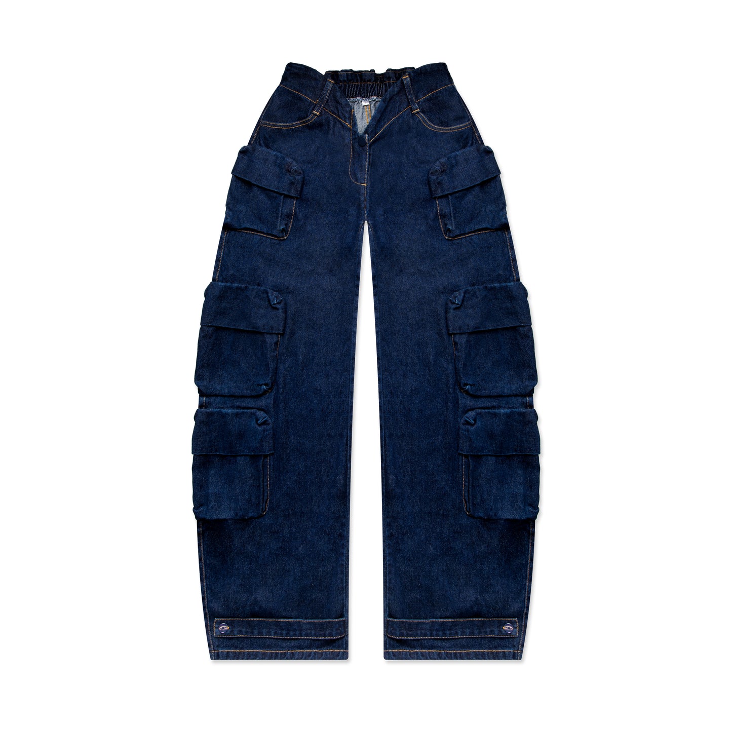 Slanted V Denim Trousers Blue