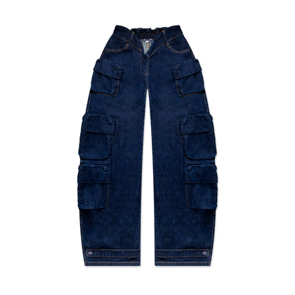 Slanted V Denim Trousers Blue
