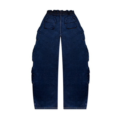 Slanted V Denim Trousers Blue