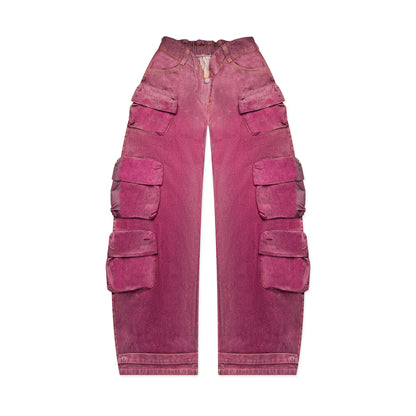 Slanted V Denim Trousers Puce