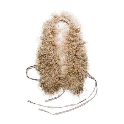 Top con cuello halter de piel de Mongolia