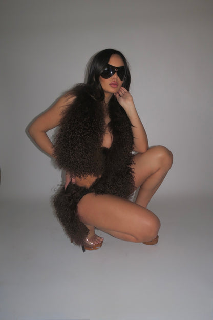 Mongolian Fur Mocha Skirt
