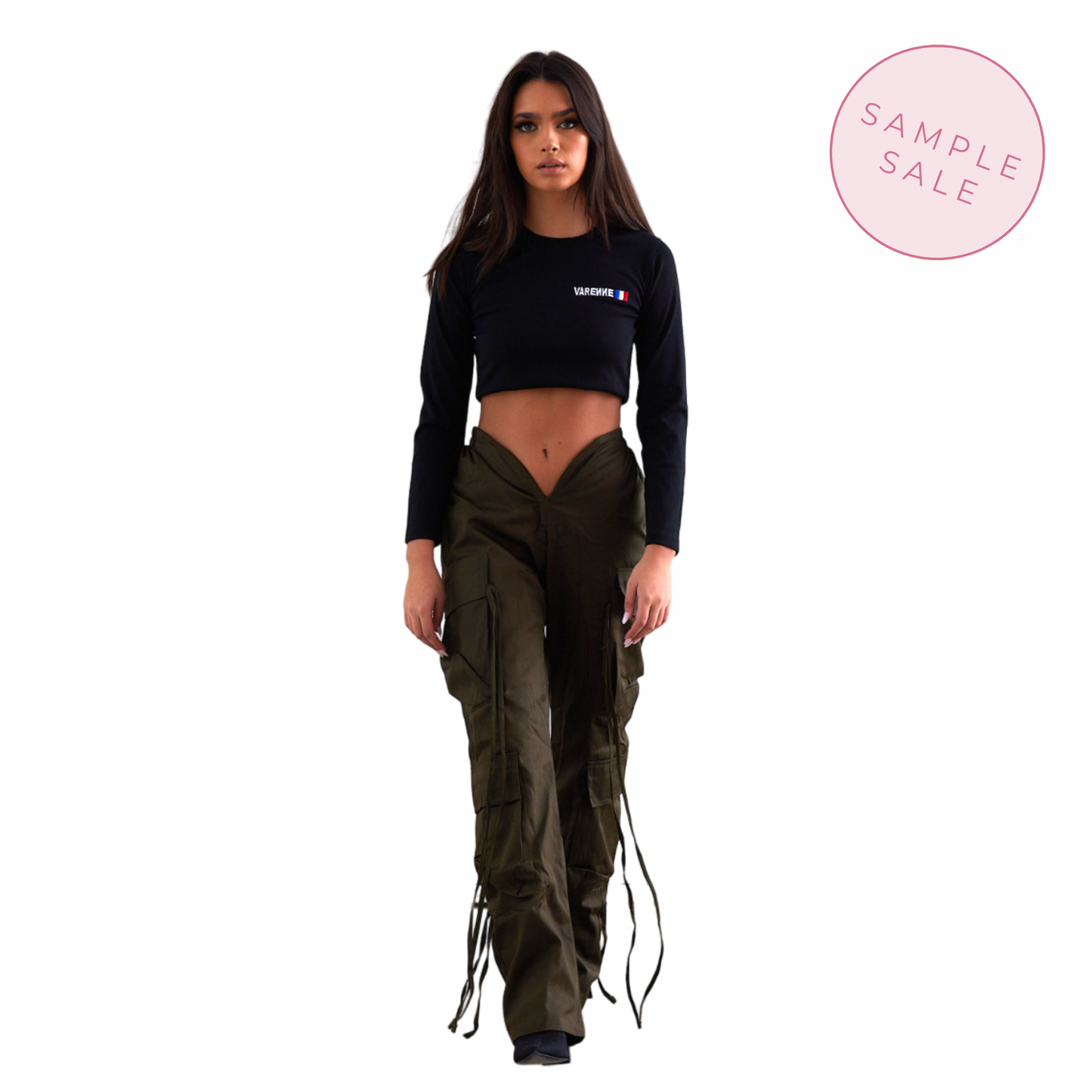 [VENTA DE MUESTRAS] Pantalones color caqui oliva con corte en V