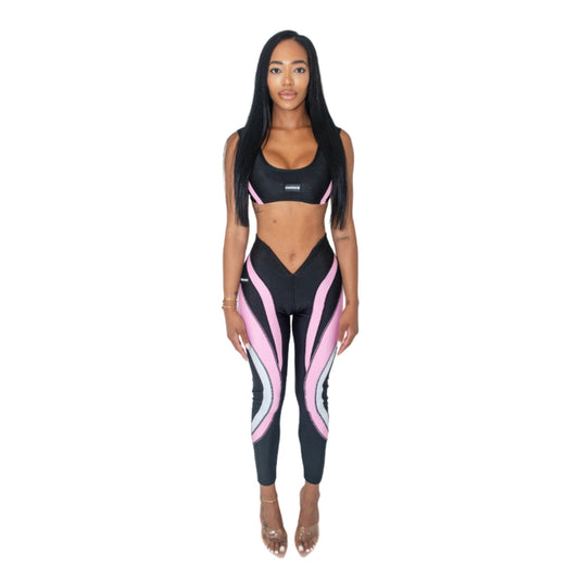 V Cut Pink Leggings