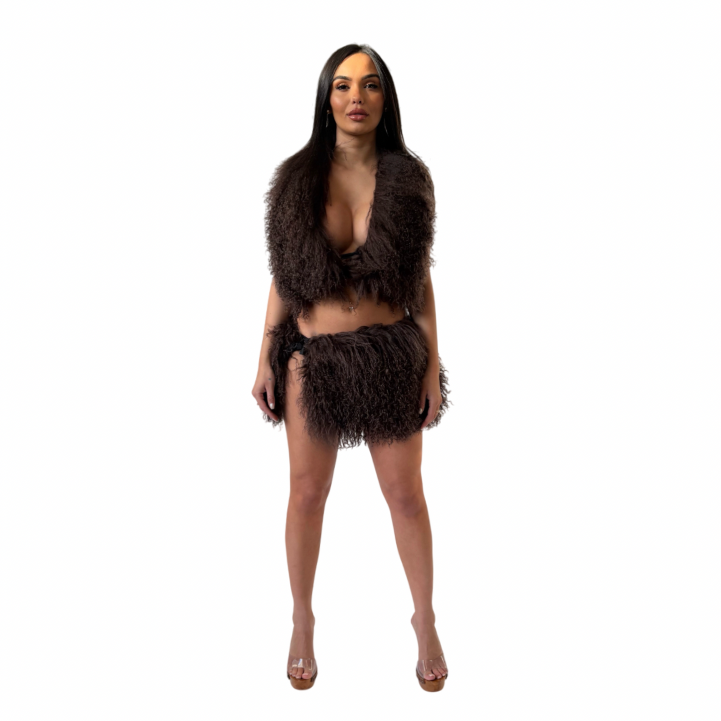 Mongolian Fur Mocha Skirt