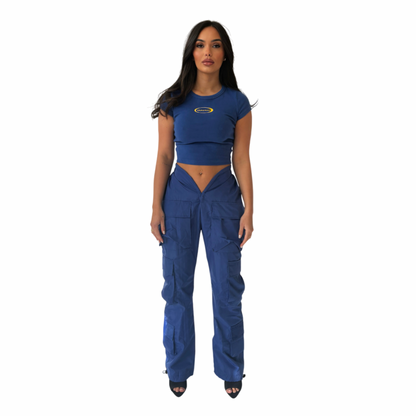 V Cut Sapphire Cargo Pants