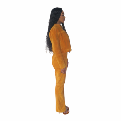 V Cut Suede Pants