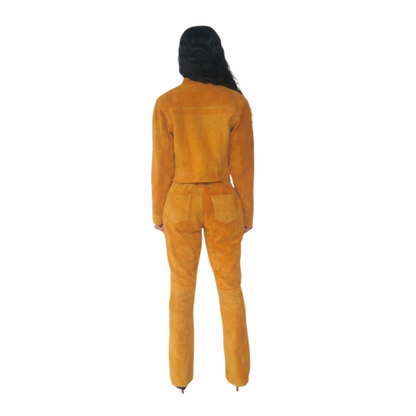 V Cut Suede Pants