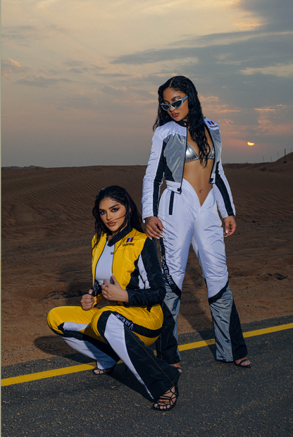 V CUT White Moto Slush Pants