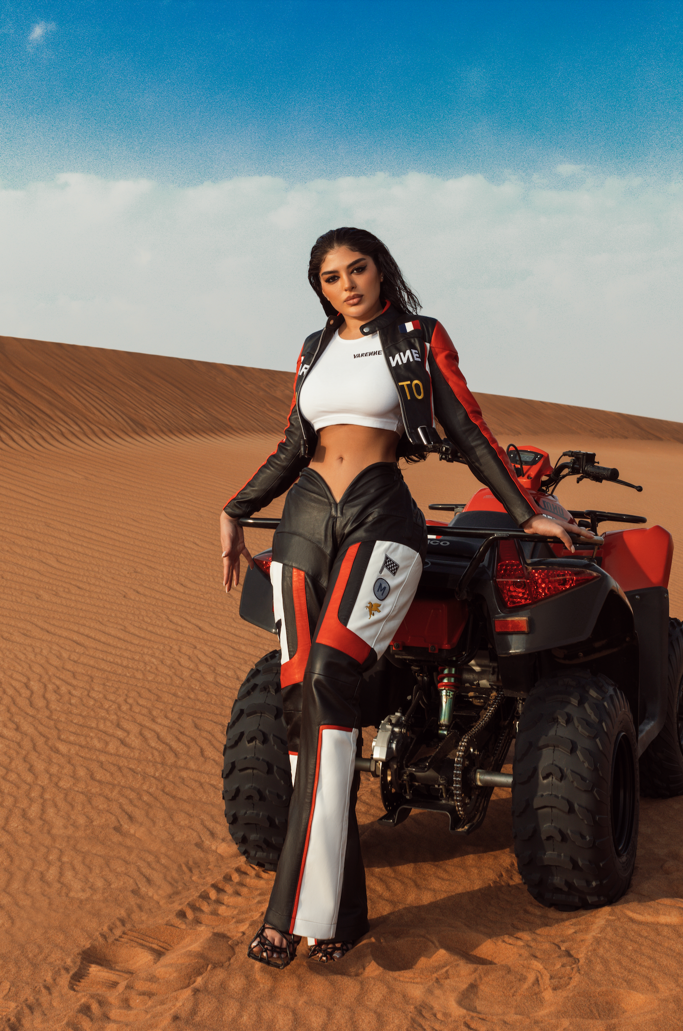 V CUT Red Moto Leather Pants