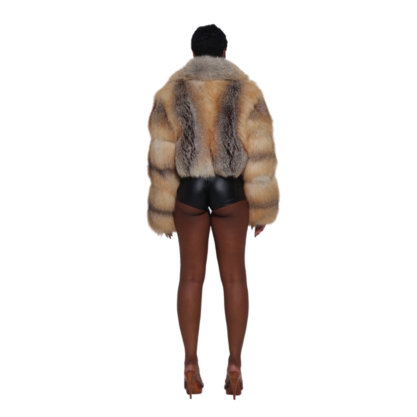 Chaqueta de piel de zorro marrón