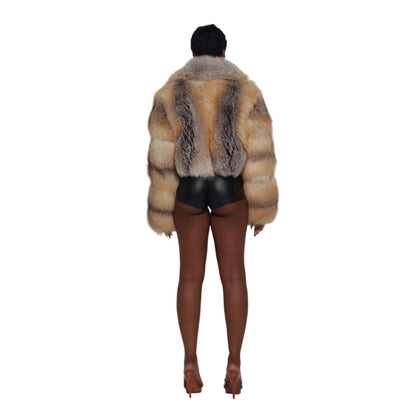 Chaqueta de piel de zorro marrón