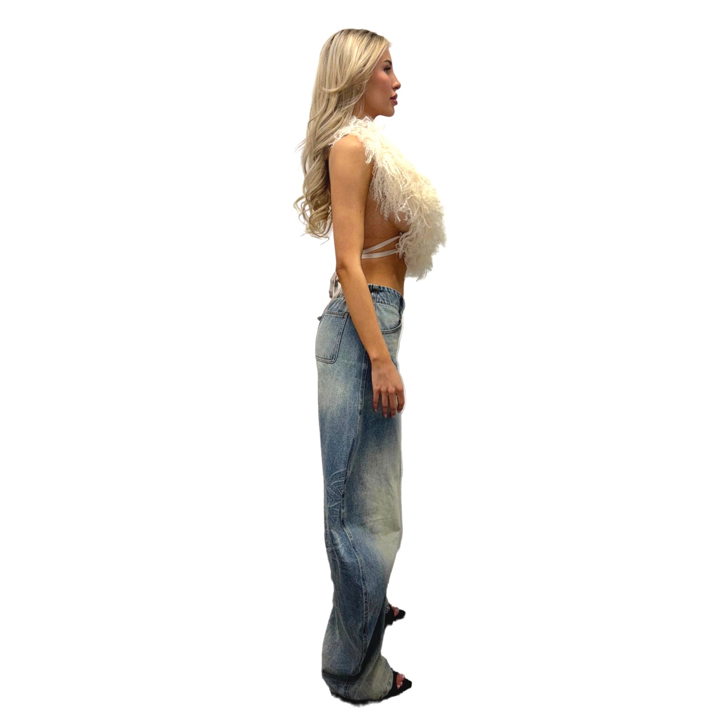 Slanted V Barrel Jeans
