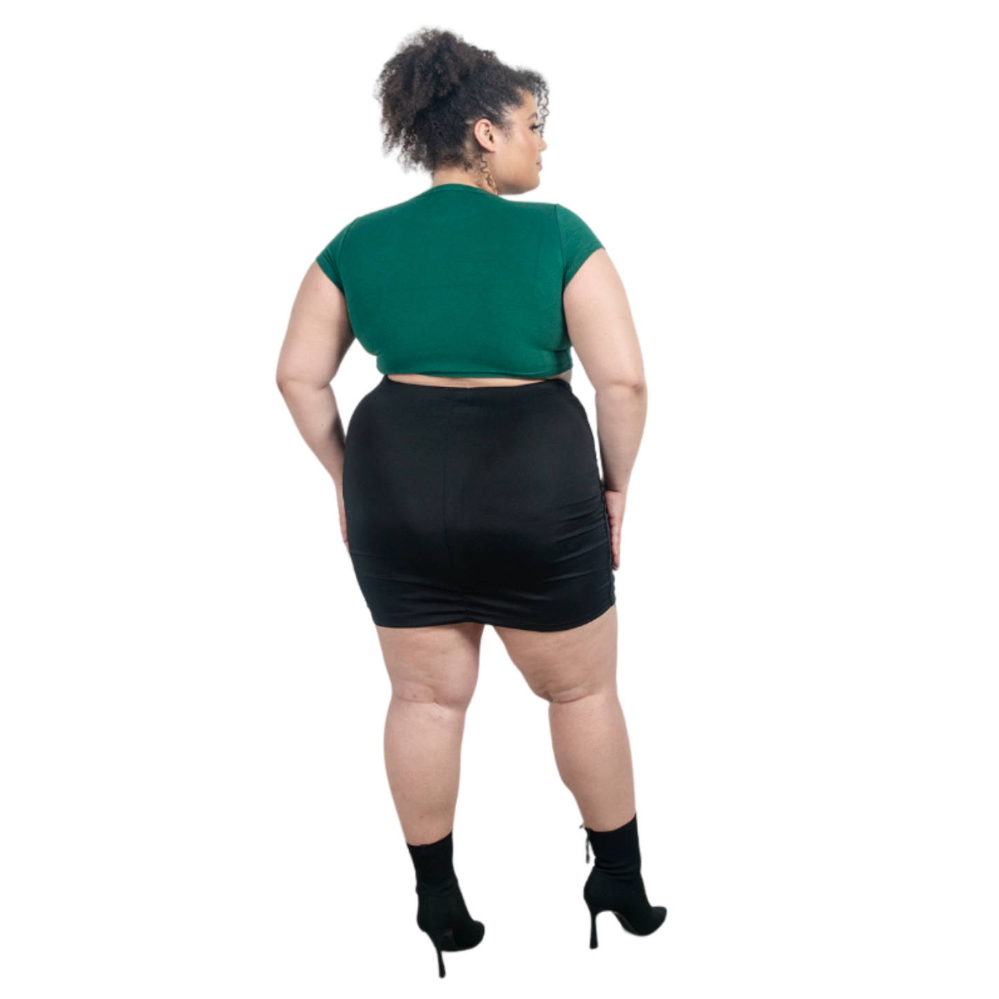 V Cut Black Mini Skirt