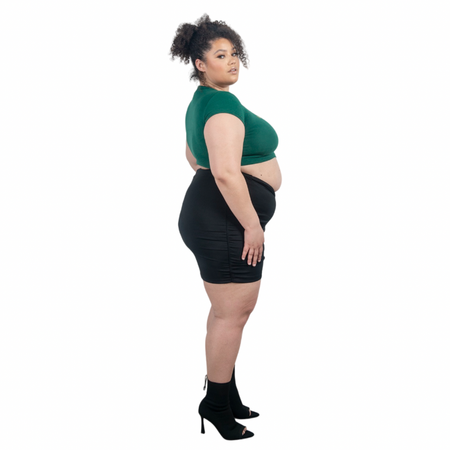 V Cut Black Mini Skirt