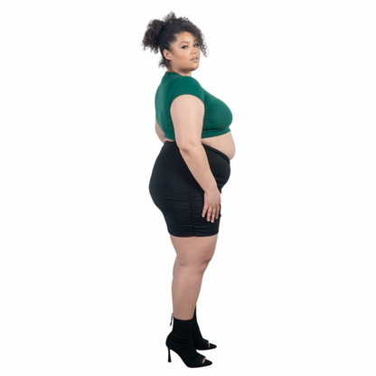 V Cut Black Mini Skirt