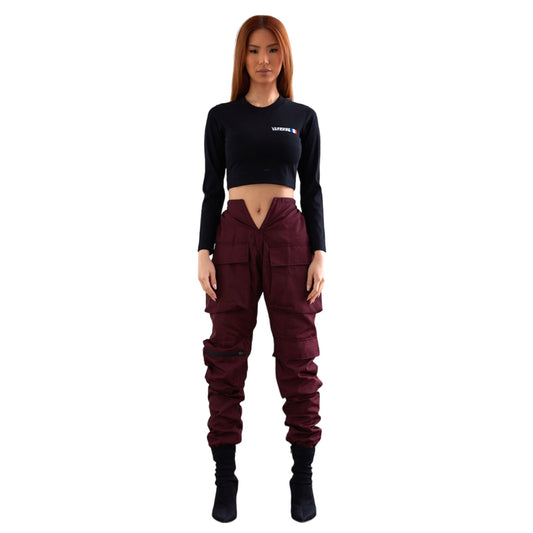 V Cut Cargo Joggers Puce