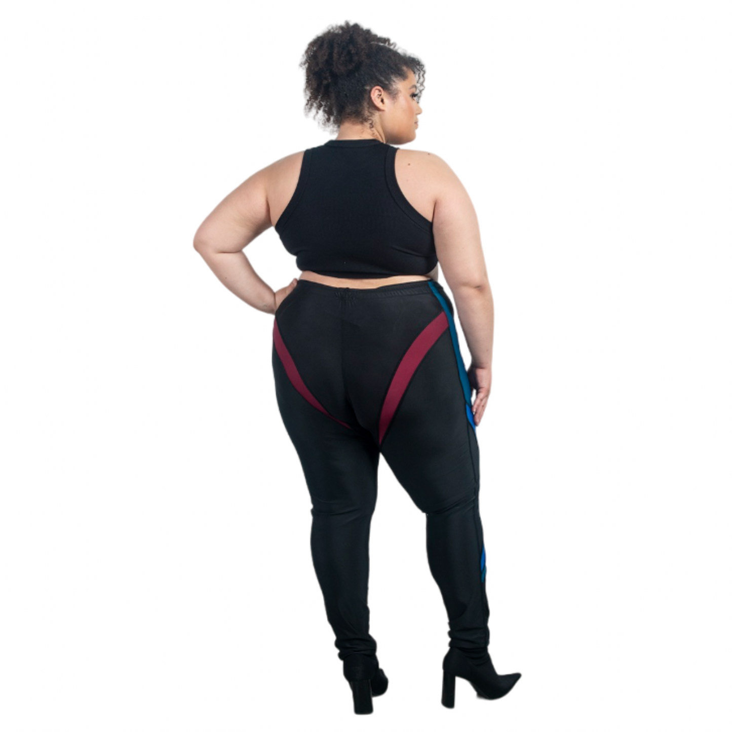Leggings color puce con corte en V