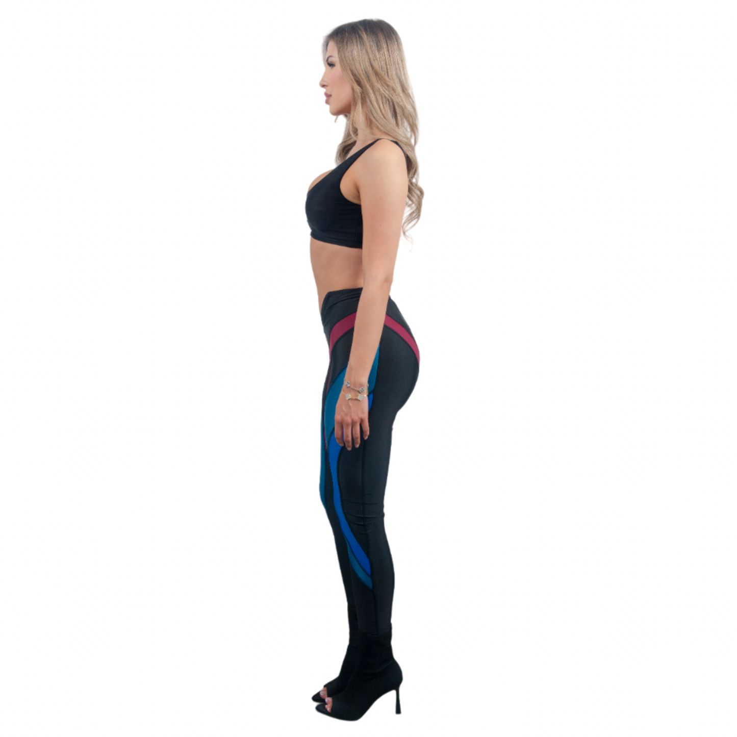 Leggings color puce con corte en V