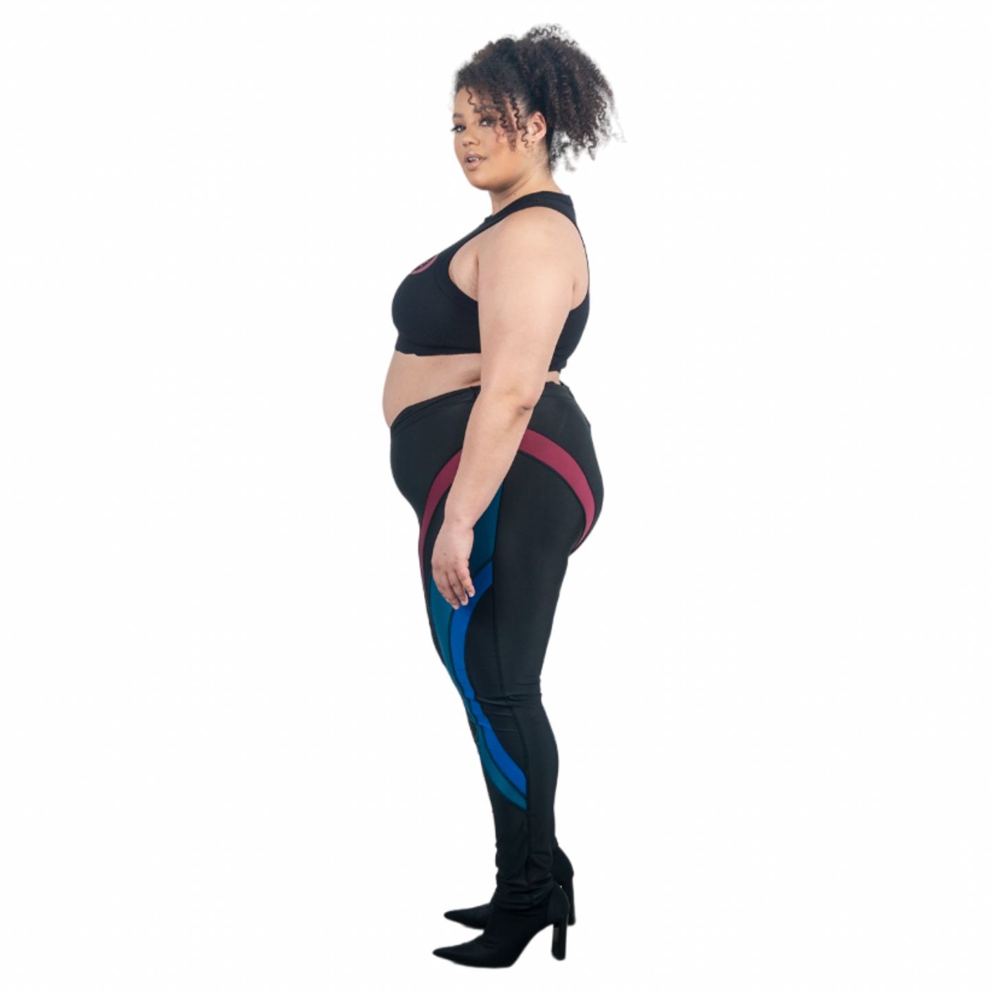 Leggings color puce con corte en V