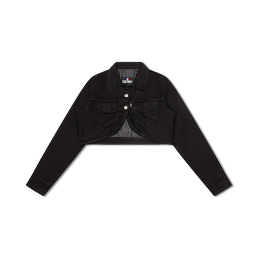 Cropped Denim Jacket Black
