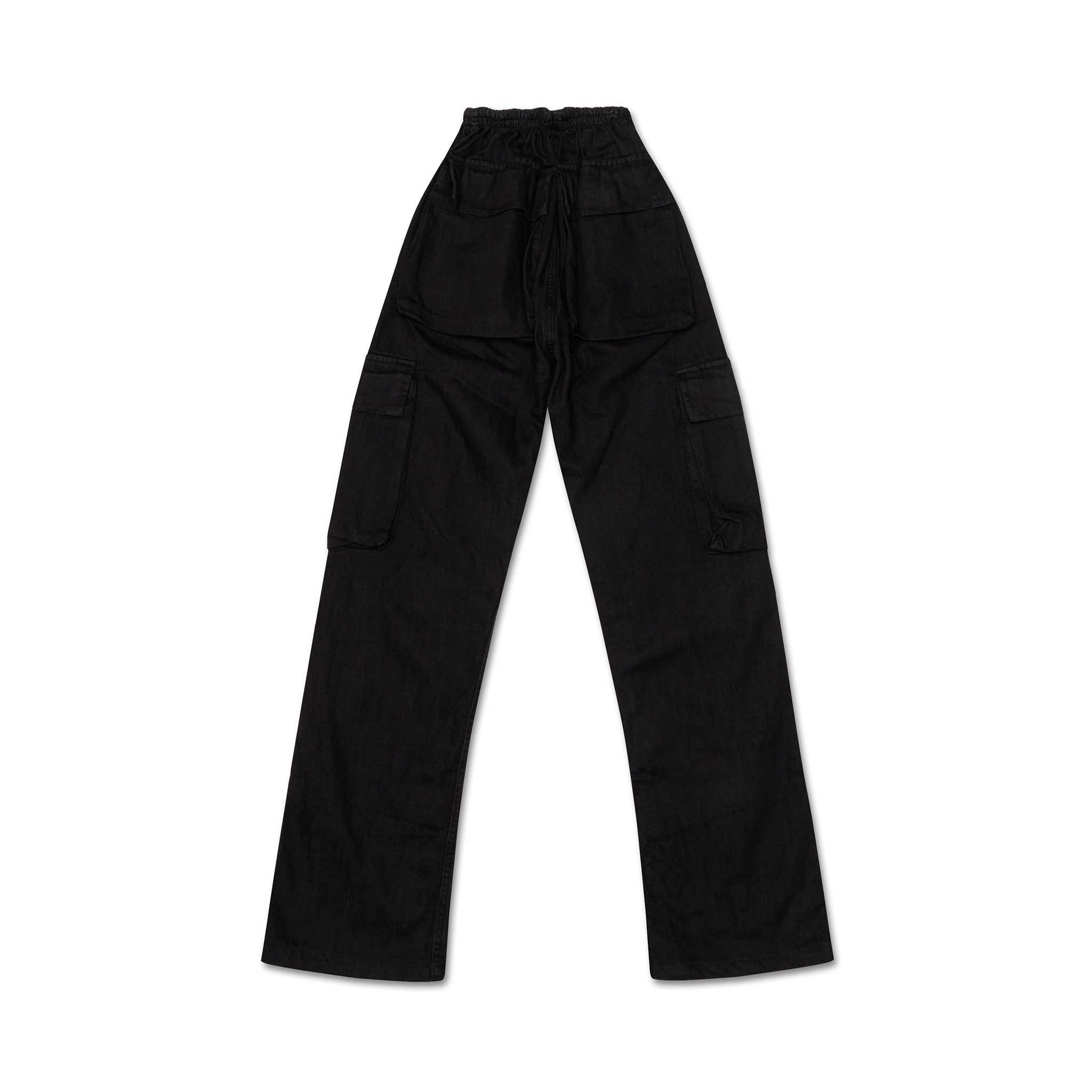 V Cut Denim Pants Black