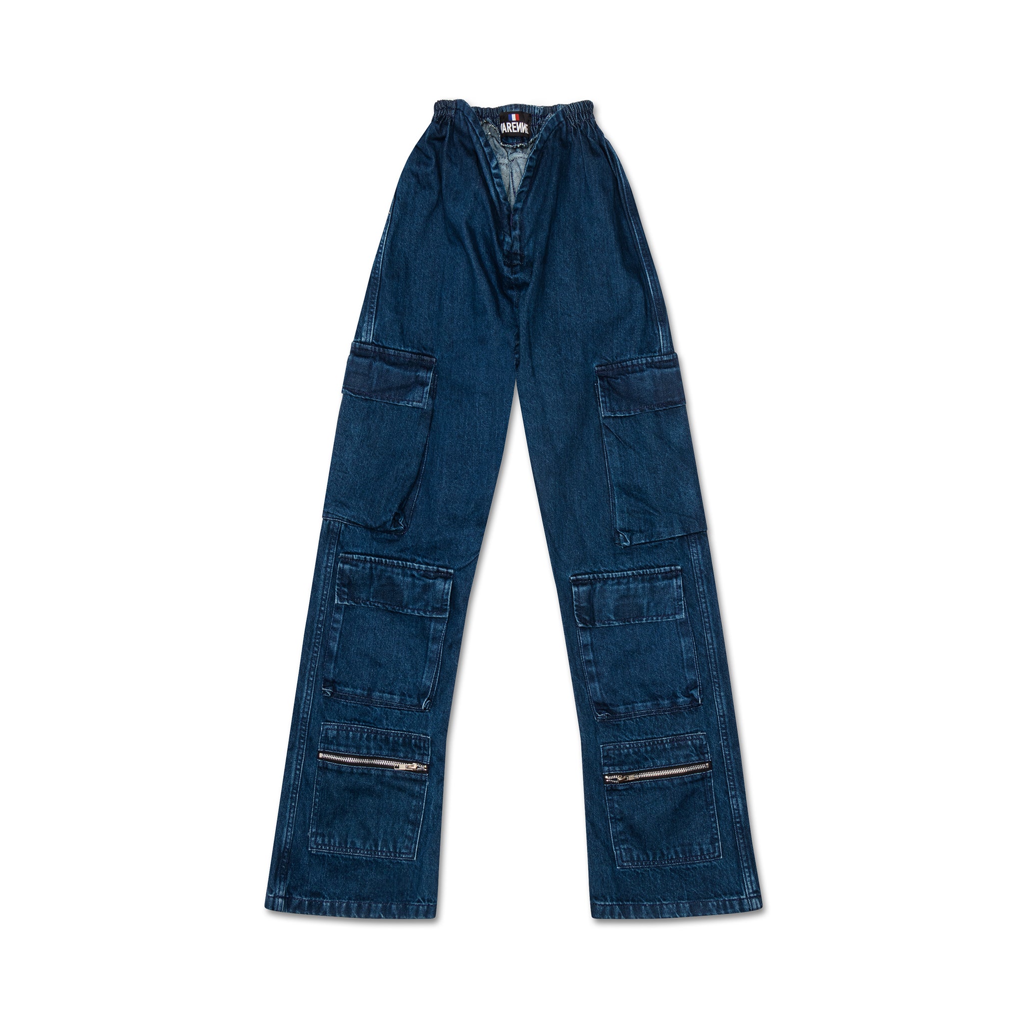 V Cut Denim Pants Blue