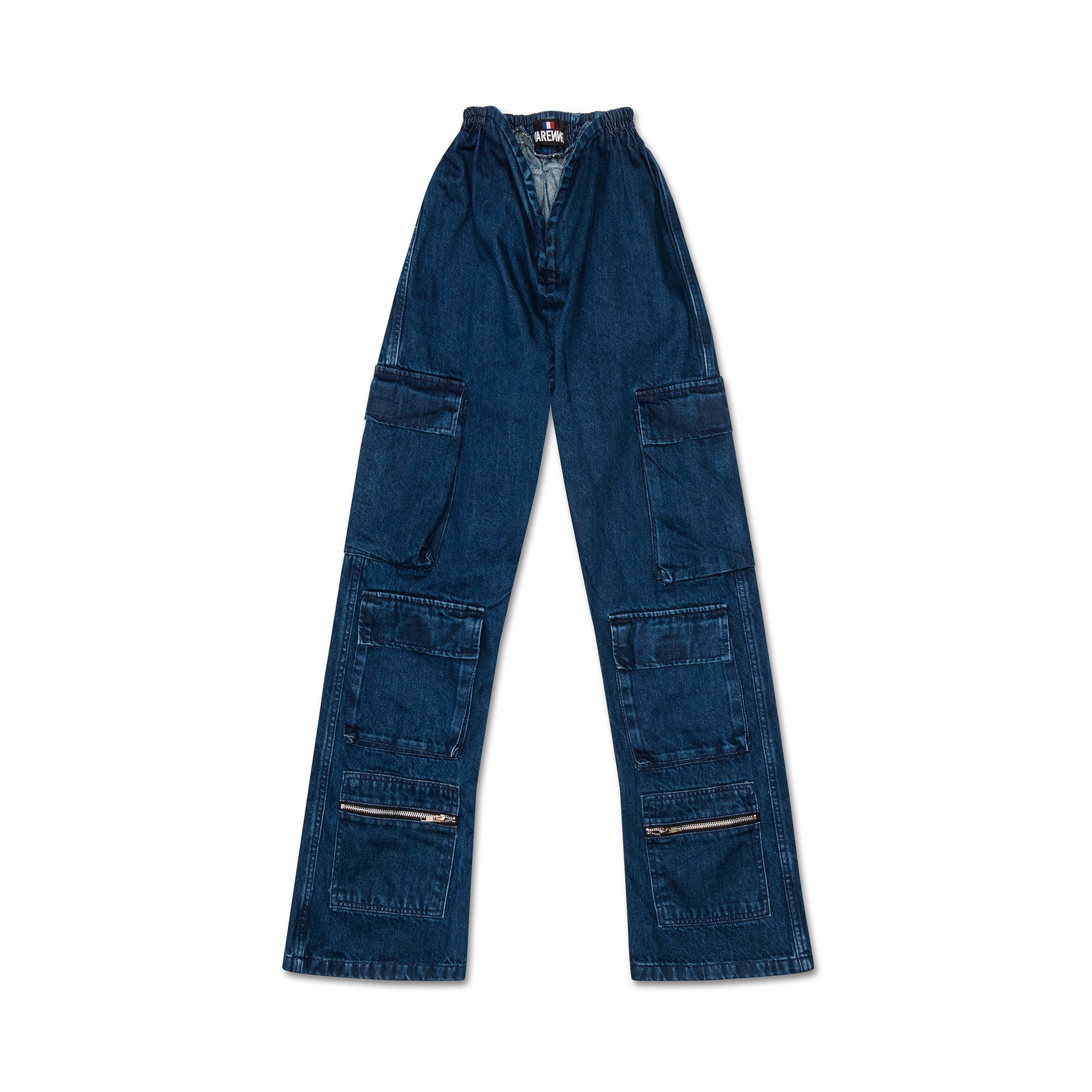 V Cut Denim Pants Blue