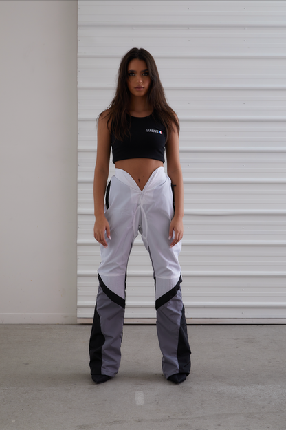 V CUT White Moto Slush Pants